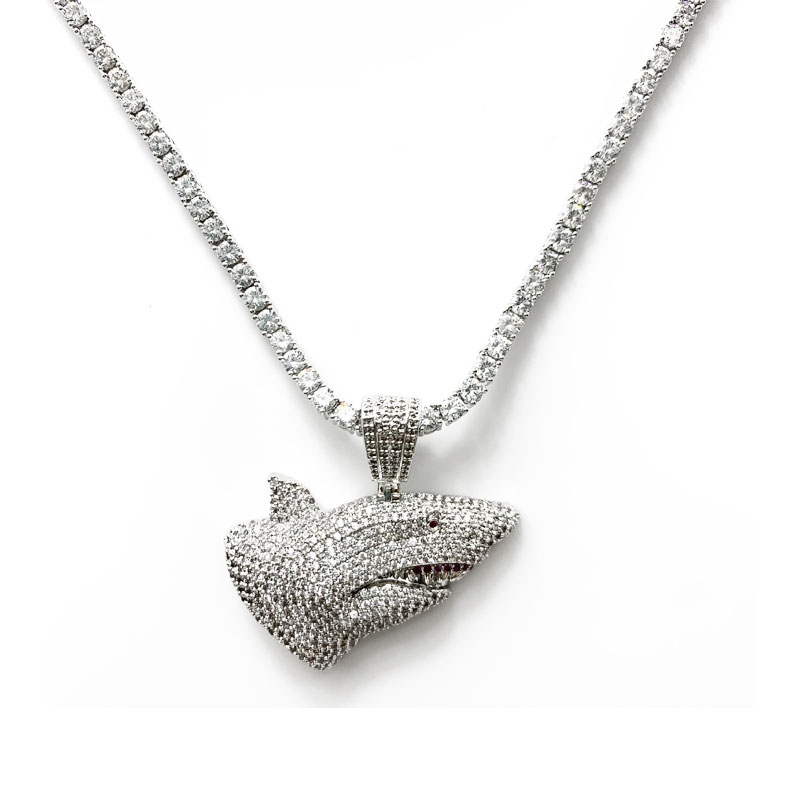 Hot de vânzare de moda de lux bijuterii cu diamante rechin hip hop colier