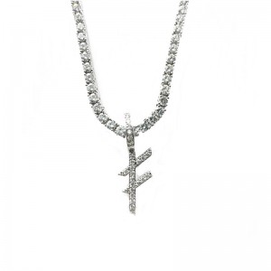 Bijuterii de înaltă calitate Numele personalizat Litere de argint Coliere Pandantiv Charm cu lanț de tenis de argint